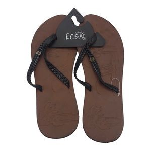 Ecsa Leather Braided Flip Flops Beach Time! Size 6